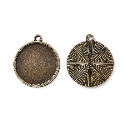 Flat Round Alloy Pendant Cabochon Settings LS-PALLOY-N0088-37AB-NF-1