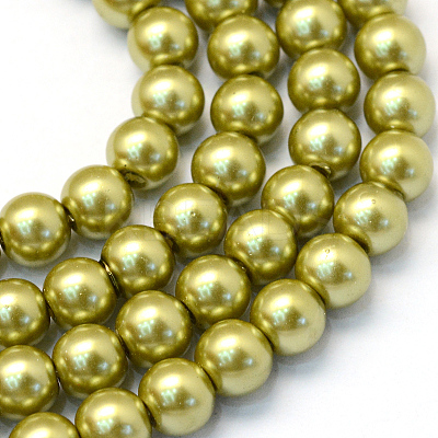 Baking Paint Pearlized Glass Pearl Round Bead Strands X-HY-Q003-6mm-43-1