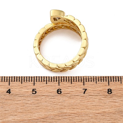Brass Micro Pave Clear Cubic Zirconia Open Cuff Rings for Women RJEW-G341-05G-02-1