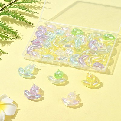 48Pcs 2 Styles UV Plating Transparent Acrylic Beads SACR-FS0001-36-1