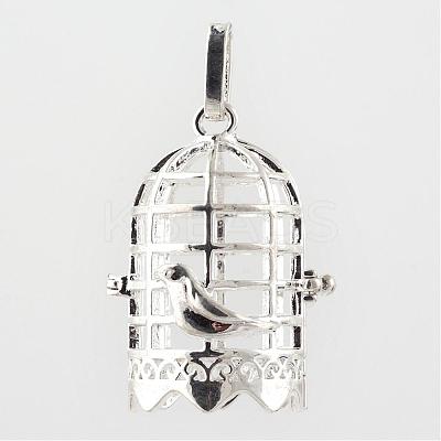 Rack Plating Brass Cage Pendants KK-Q402-14S-1