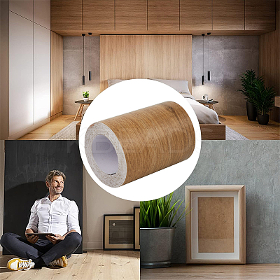 1 Roll PVC Imitation Wood Grain Adhesive Tape DIY-GF0008-40C-1
