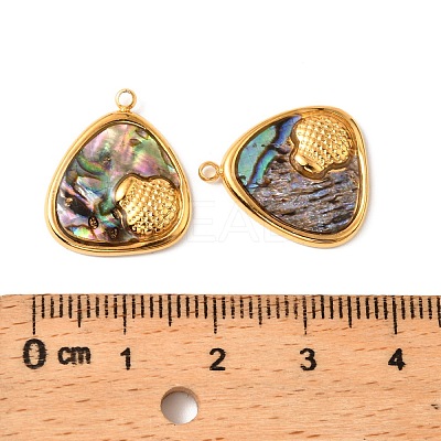 304 Stainless Steel Pave Natural Paua Shell Pendants STAS-Z145-07G-01B-1
