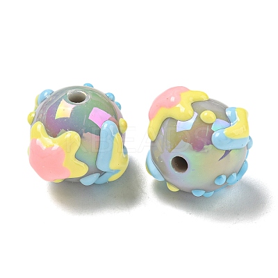 Hand Painted Opaque Acrylic with Enamel Beads MACR-D031-04B-1