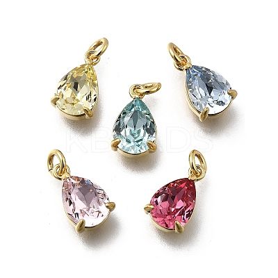 Teardrop Brass with Glass Charms KK-G525-09G-1