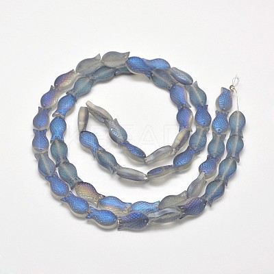 Frosted Electroplate Glass Fish Beads Strands EGLA-M001-D04-1