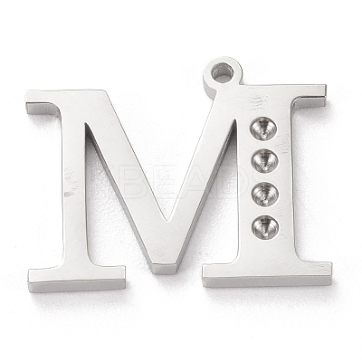 Tarnish Resistant 304 Stainless Steel Letter Pendant Rhinestone Settings LS-STAS-J028-01M-1