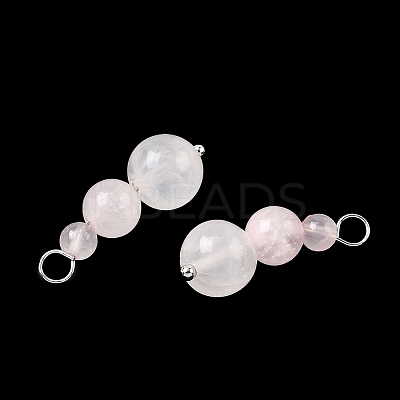 Natural Rose Quartz Round Beaded Pendants PALLOY-JF02867-04-1
