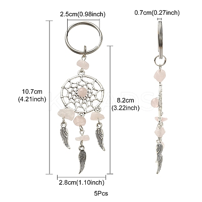 Natural Chip Rose Quartz Keychain KEYC-YW0001-01-1
