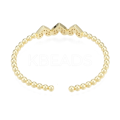 Cubic Zirconia Triple Heart Open Cuff Bangle BJEW-G651-09G-04-1