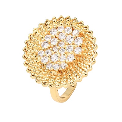Brass Micro Pave Cubic Zirconia Cuff Open Rings RJEW-F204-05G-1