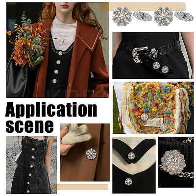 20Pcs Flower Zinc Alloy & Rhinestone & Glass Rivets BUTT-NB0001-84C-1
