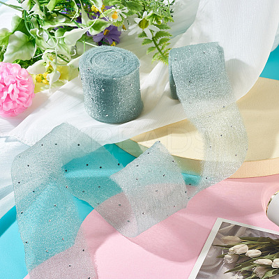 2Rolls Polyester Hot-fix Rhinestone Raw Edges Ribbon OCOR-TA0003-95A-1