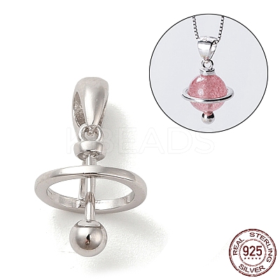 Anti-Tarnish Rhodium Plated 925 Sterling Silver Locket Style Planet Pinch Bails LS-STER-NH0001-55A-P-1