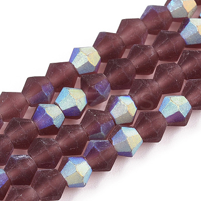 Imitate Austrian Crystal Bicone Frosted Glass Beads Strands GLAA-F029-TM3mm-A05-1