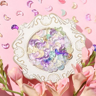 100Pcs Transparent Spray Painted Glass Beads GLAA-CJ0002-12-1