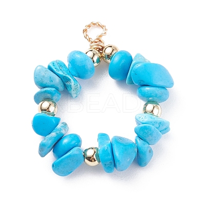 Natural & Synthetic Chip Gemstone Pendants X-PALLOY-JF01395-1