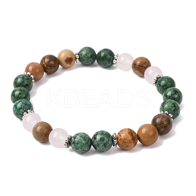 Natural Lapis Lazuli & Sodalite & Amethyst & Glass Beads Stretch Bracelets for Women Men BJEW-P398-01F-1