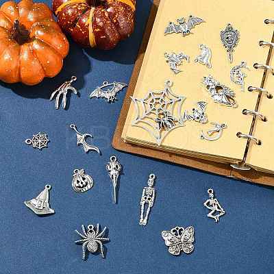 Halloween 40Pcs 20 Styles Tibetan Style Alloy Pendants FIND-FS0004-69-1