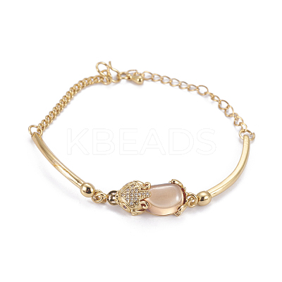 Golden Tone Brass Link Bracelets BJEW-L639-14A-1