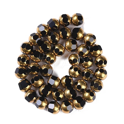 Electroplate Glass Beads Strands X-EGLA-Q128-04A-FP06-1