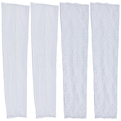 2 Pairs 2 Style Elegant Flower Pattern Polyester Lace Arm Sleeves AJEW-CP0001-43-1
