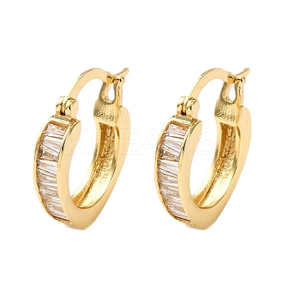 Brass Micro Pave Clear Cubic Zirconia Ring Hoop Earrings EJEW-K267-16G-1