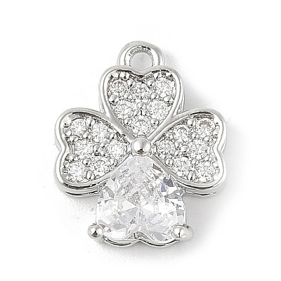 Brass Micro Pave Clear Cubic Zirconia Charms KK-R219-30P-1