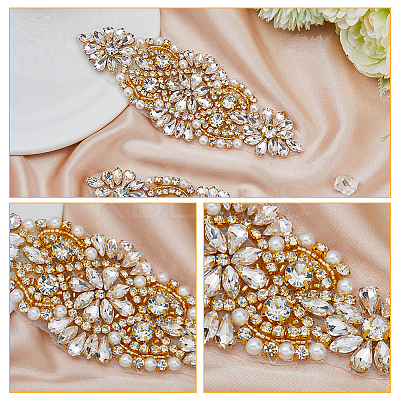 2Pcs Alloy with Rhinestone Sewing Decorate DIY-FH0006-82G-1