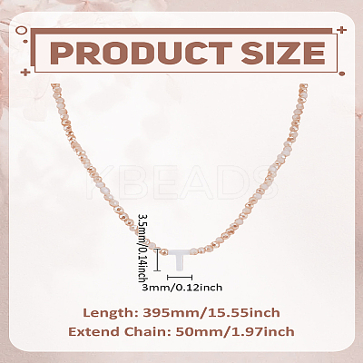 1Pc Glass Rondelle Beaded Necklaces NJEW-LP0007-23T-1