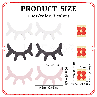 3 Sets 3 Colors Wooden A Pair of Eyelash Wall Decoration HJEW-BC0001-46-1