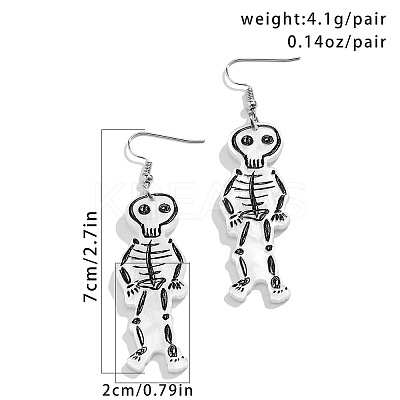 Halloween Cartoon Acrylic Skeleton Dangle Earrings for Women QK1762-1-1