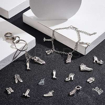 48Pcs 12 Style Tibetan Style Alloy Stilettos Pendants FIND-SC0002-30-1