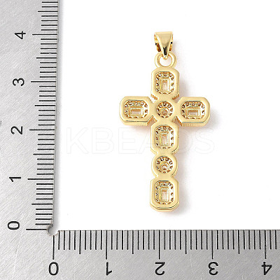 Brass Micro Pave Cubic Zirconia Cross Pendants ZIRC-I071-04G-05-1