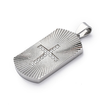304 Stainless Steel Micro Pave Cubic Zirconia Pendants STAS-U043-26P-1