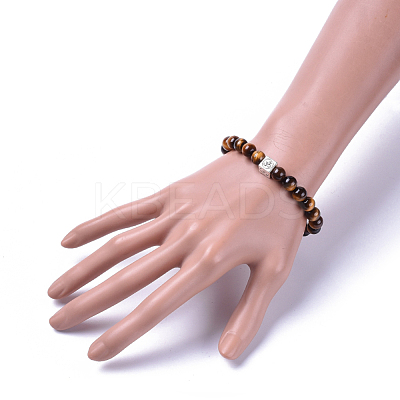 Natural Tiger Eye Stretch Bracelets BJEW-JB04492-04-1