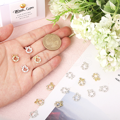 40Pcs 2 Colors Christmas Wreath Alloy Rhinestone Cabochons MRMJ-CA0001-49-1