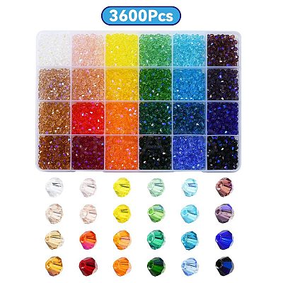 3600Pcs 24 Colors Transparent Electroplate Glass Beads GLAA-YW0003-32-1