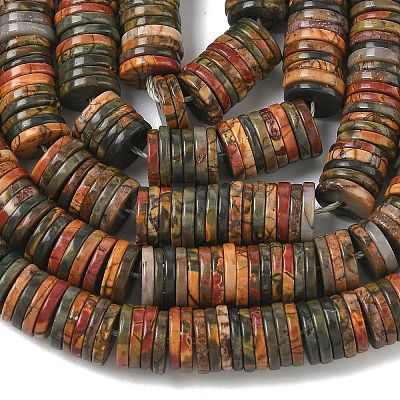 Natural Polychrome Jasper/Picasso Stone/Picasso Jasper Beads Strands G-G329-B03-8x1mm-1