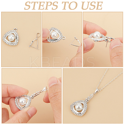 2Pcs Rhodium Plated 925 Sterling Silver Ice Pick Pinch Bails STER-BBC0006-42-1