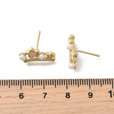 Brass Micro Pave Clear Cubic Zirconia Crown Stud Earrings EJEW-K318-02G-1