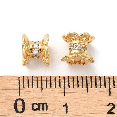 Brass Micro Pave Cubic Zirconia Spacer Beads KK-P239-35G-1