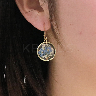 Alloy Epoxy Dried Flower Dangle Earrings FS-WGABF6D-07-1