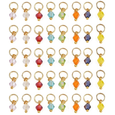 40Pcs 8 Colors Glass Charms PALLOY-JF04213-01-1