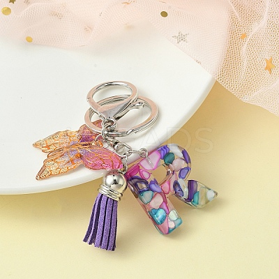 Resin Letter & Acrylic Butterfly Charms Keychain KEYC-YW00001-18-1