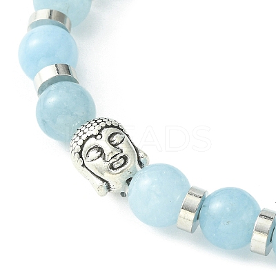 Buddha Head Quartz(Dyed) Beaded Stretch Bracelets BJEW-JB01864-03-1