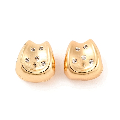 Brass Micro Pave Clear Cubic Zirconia Beads KK-S389-19G-1