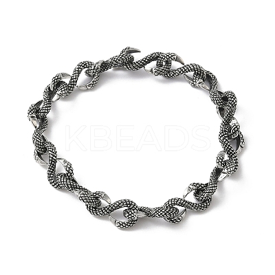 304 Stainless Steel Link Chain Bracelets for Men Women BJEW-D385-03AS-1