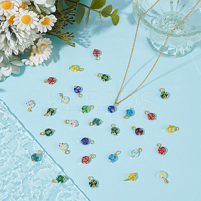 30Pcs Millefiori Glass Pendants PALLOY-AR00046-1