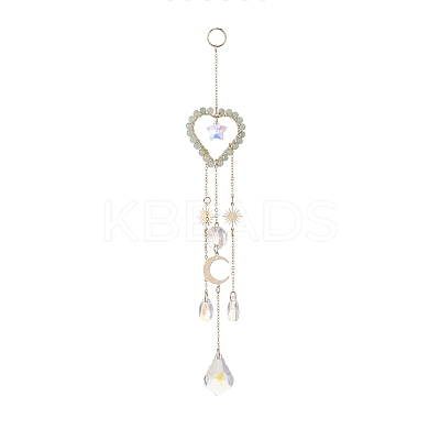 Glass Teardrop & Star Window Hanging Suncatchers HJEW-JM00905-04-1